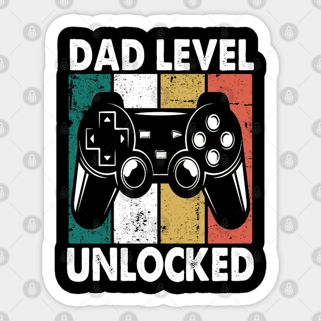 gamer Dad Level Unlocked Retro joystick video gaming  T-Shirt Sticker by Moe99